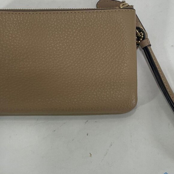 Coach with COA  Double Corner Zip Wristlet Leather Card Wallet Taupe - Picture 7 of 9
